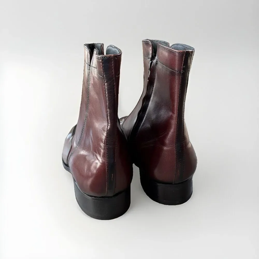 Florsheim Essex Moc Toe Zipper Boots Men’s 10 3E Wide Black Cherry Leather 17074
